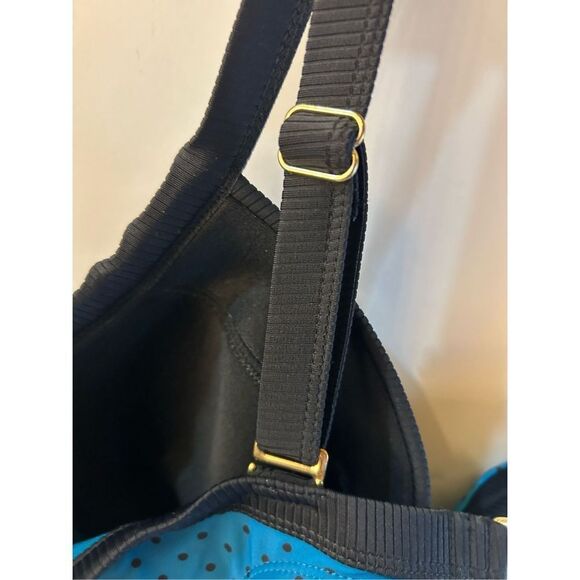 Terra & Sky bathing suit 1x (16-18w) rn52469 turquoise and black dots underwire - Picture 3 of 7